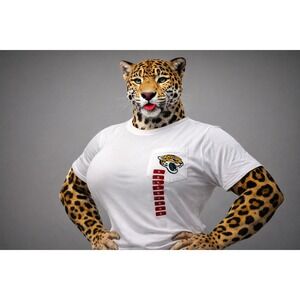 NFL Jacksonville Jaguars Womens XL T-Shirt White Glitter Pocket Logo New